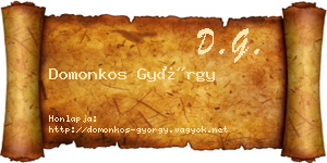 Domonkos György névjegykártya